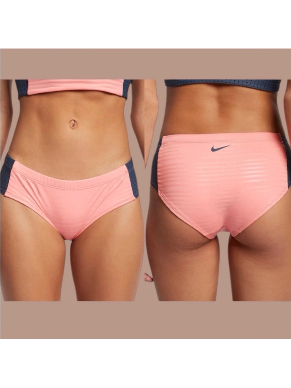 Nike Bikini Bottom Women’s Hipster Swim Bottom Shine Striped Colorblock Small